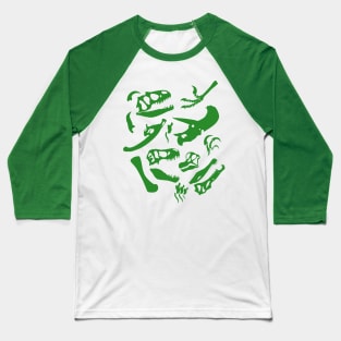 Dinosaur Bones (Green) Baseball T-Shirt